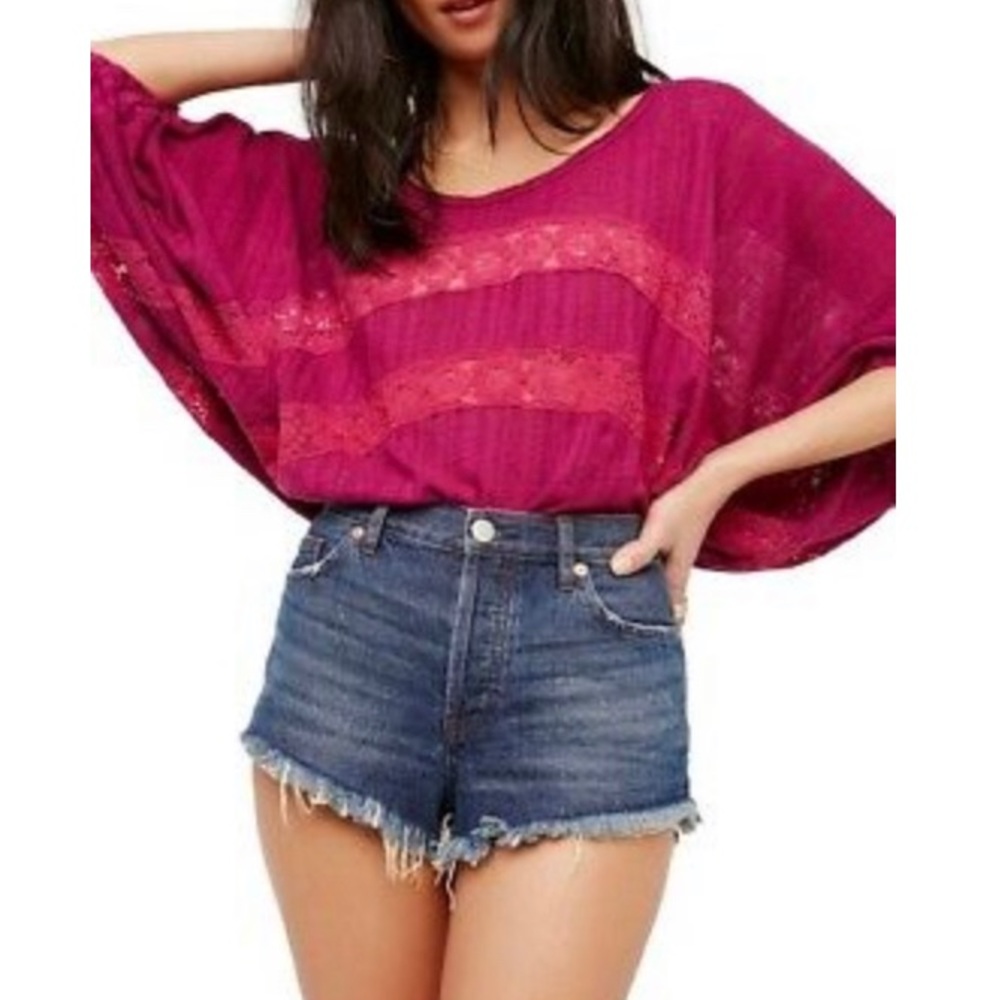 Free People Plum Lace Top - Picture 2 of 9
